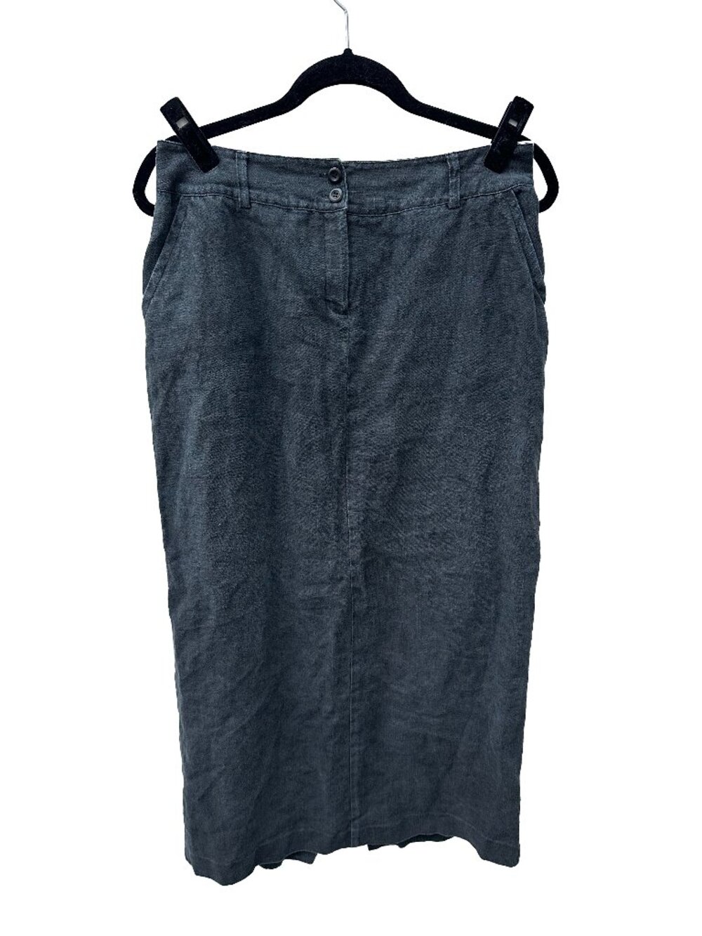Plum Charcoal Linen Midi Skirt Tailored Straight Minimalist Quiet Luxury